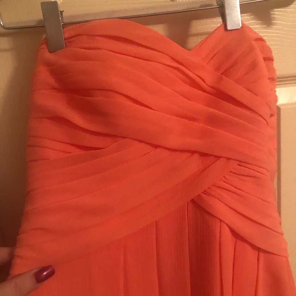 Coral cocktail dress formal knee length David’s Bridal size small